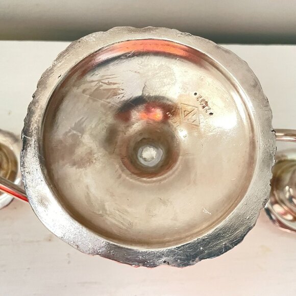 Vintage 3-Arm Silverplate Candelabra by Benedict Proctor  12” Wide Candle Holder - Picture 7 of 13